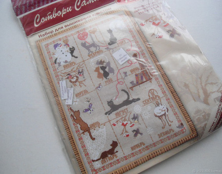 Набор для вышивки - календарь "Кошки" ручной работы на заказ