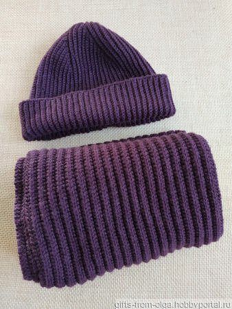 Вязаный комплект шарф и шапка ручной работы на заказ