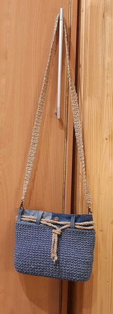 Вязаная сумка из хлопкового шнура "Джинс" с молнией ручной работы на заказ