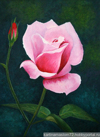 Картина гуашью "Роза" ручной работы на заказ