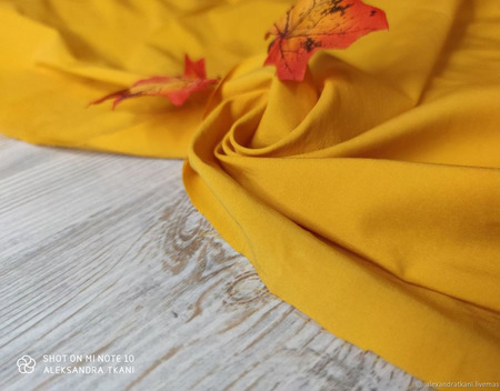 Рубашечная хлопковая ткань "Бенгалин" золотистая горчица ручной работы на заказ