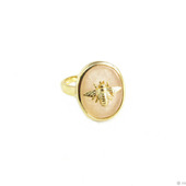 Кольцо с розовым кварцем "Пчела"
