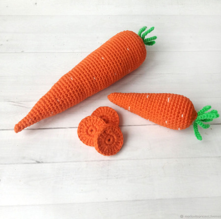 Морковь, вязаная еда. Набор 3 шт ручной работы на заказ