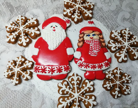 Пряники Дед Мороз и Снегурочка пара ручной работы на заказ