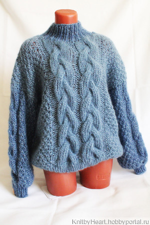 Вязаный свитер оверсайз из кидмохера ручной работы на заказ
