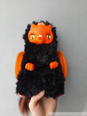 Кот игрушка черный Феникс котобенн ручной работы на заказ