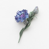 Брошь синяя голубая розовая цветок из фоамирана "Василек"
