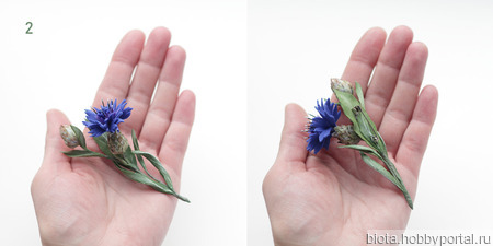Брошь синяя голубая розовая цветок из фоамирана "Василек" ручной работы на заказ
