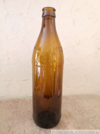 Бутылка коричневое стекло "PAULANER" ручной работы на заказ