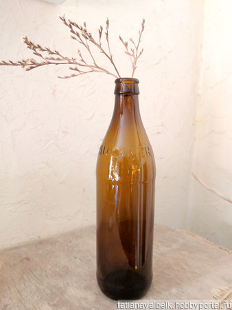 Бутылка коричневое стекло "PAULANER" ручной работы на заказ