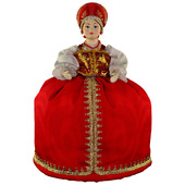 Кукла грелка на чайник заварник в красном платье