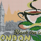 Черный чай в Лондоне. Схема вышивки крестом