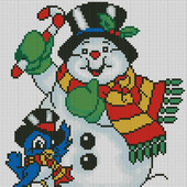 Веселый снеговик. Схема для вышивки крестом