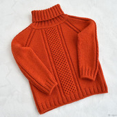 Детский вязаный свитер с высоким воротником. Меринос 100%