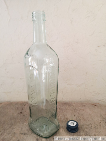 Бутылка "Мартини" зелено-голубая с крышкой ручной работы на заказ