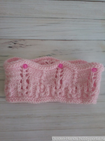 Розовая детская повязка на голову - корона ручной работы на заказ