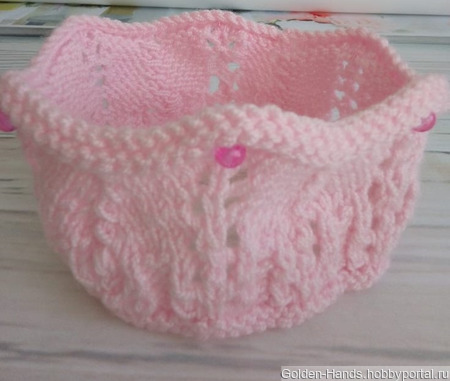 Розовая детская повязка на голову - корона ручной работы на заказ
