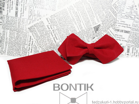 Набор галстук-бабочка и паше "Красный" ручной работы на заказ
