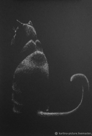 Картина Черный кот на черном ручной работы на заказ