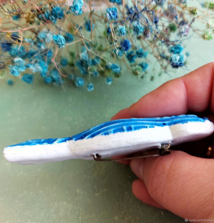 Синяя птица - крупные броши с этническим рисунком ручной работы на заказ