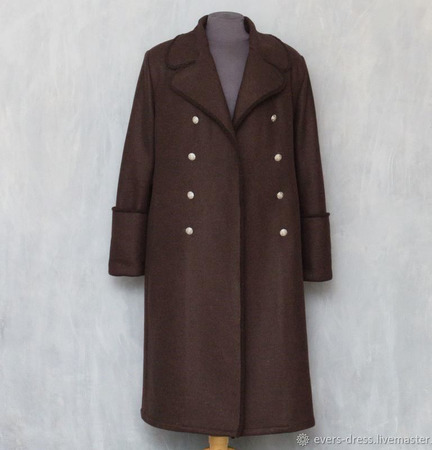 Пальто мужское длинное Шинель, шерсть, окантовка ручной работы на заказ