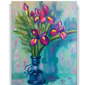 Картина Ирисы, Цветы в синей вазе картина