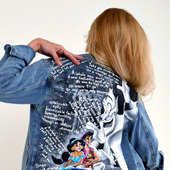 Роспись джинсовой куртки рисунок на спине "Дисней"