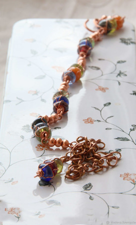 Ожерелье-трансформер из стекла и меди «Монпансье» ручной работы на заказ