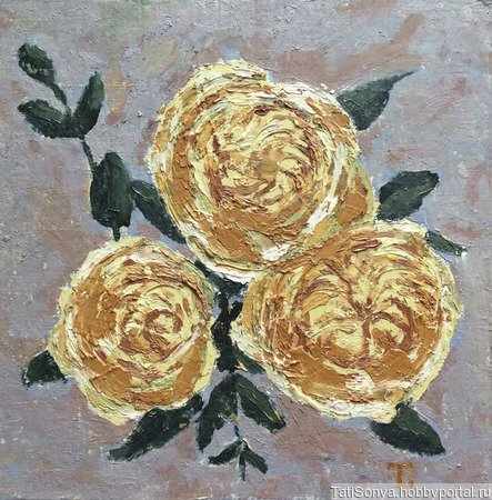 Картина маслом цветы розы импасто ручной работы на заказ