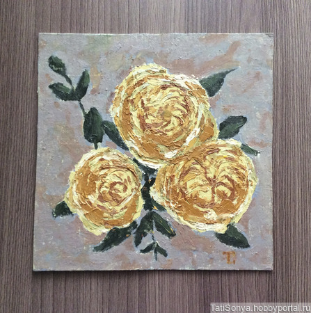 Картина маслом цветы розы импасто ручной работы на заказ