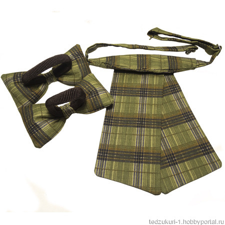 Набор галстук и бантики "Шотландка" ручной работы на заказ