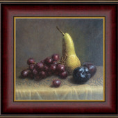 Картина маслом фрукты груша сливы виноград