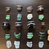 Морские стекла горлышки бутылок их части 4 набора разные цвета