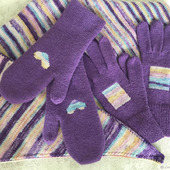 Бактус, перчатки, варежки меланж фиолетовый