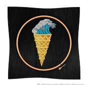 Дизайн машинной вышивки мороженое  в рожке океан