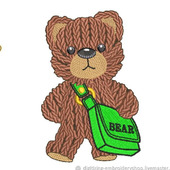 Дизайн вышивки Медвежонок  тедди имитация вязания  с сумкой