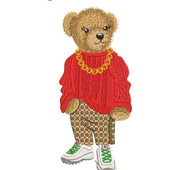 Дизайн вышивки Медвежонок  тедди в модной одежде